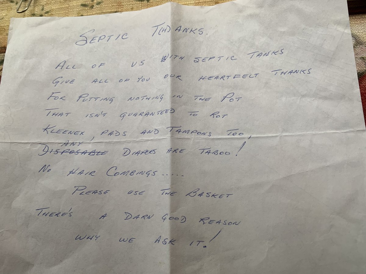 The poem Septic T(h)anks in Walter’s handwriting on a well-creased sheet of paper, with the word Disposable crossed out and replaced above with Any