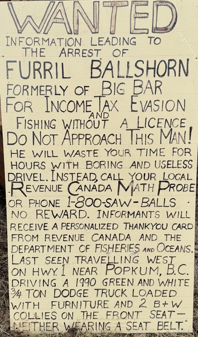 Hand-lettered wanted poster: Furril Ballshorn