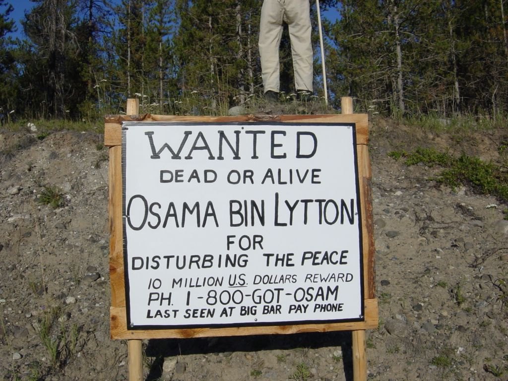 Hand-lettered wanted poster: Osama Bin Lytton
